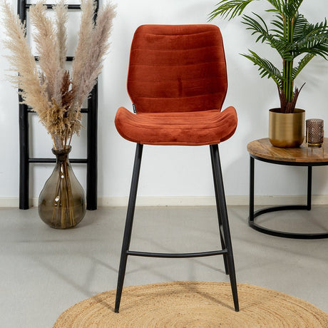 Velvet bar stool Toby copper 71 cm - image 2