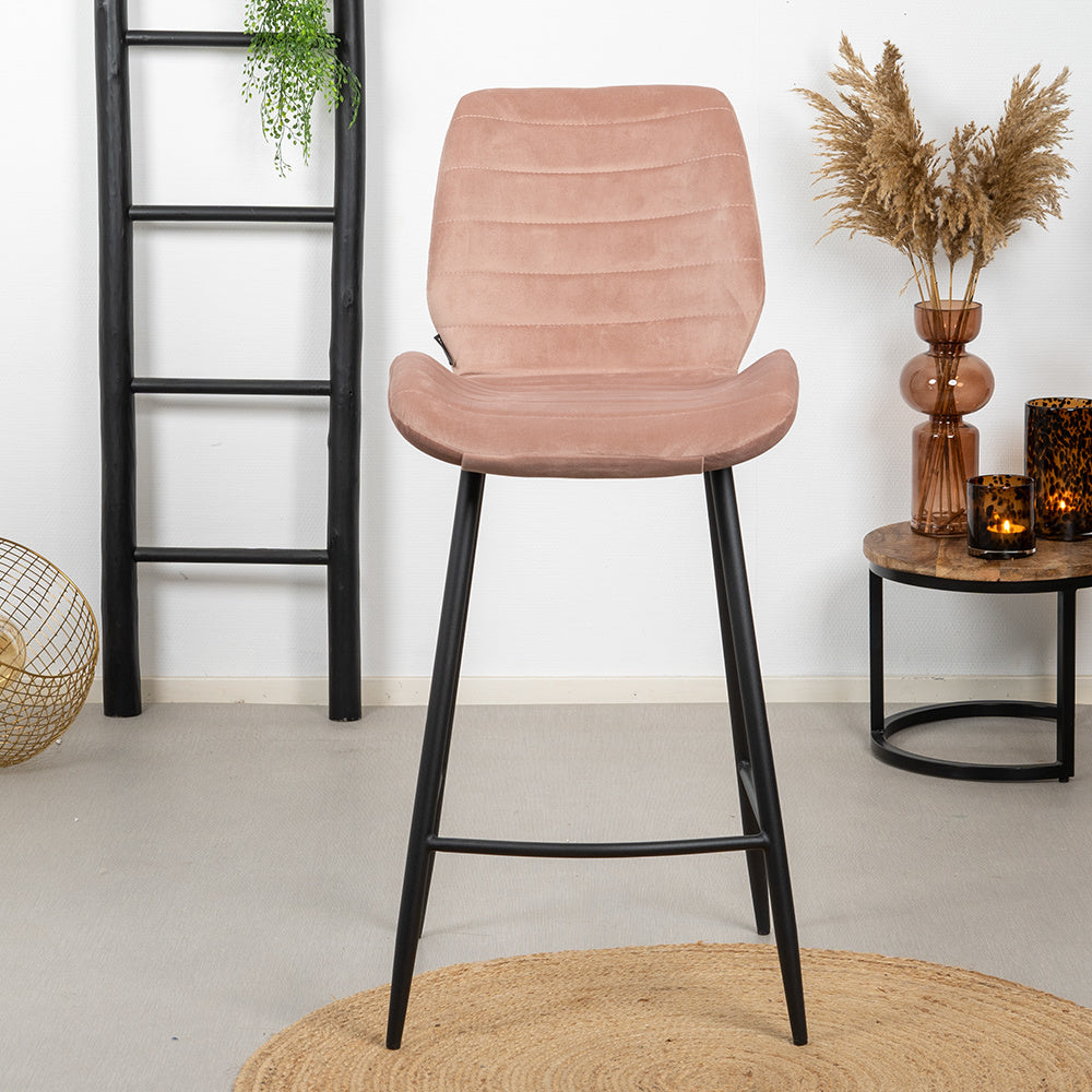 Velvet bar stool Toby pink 71 cm - image 2