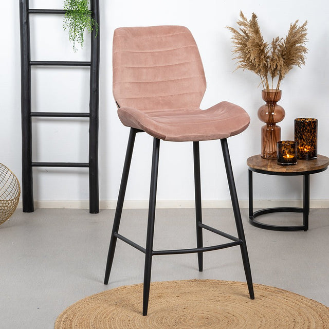 Velvet bar stool Toby pink 71 cm - image 1