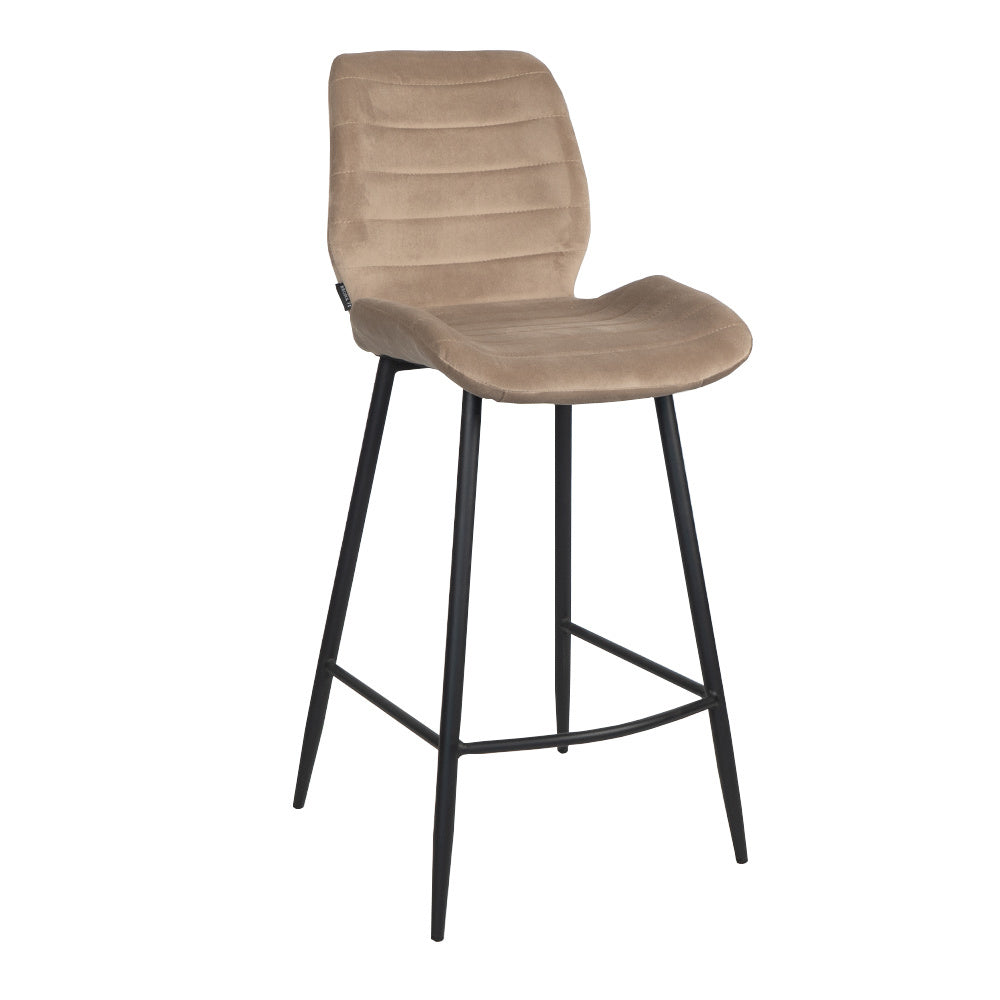 Velvet bar stool Toby taupe 71 cm