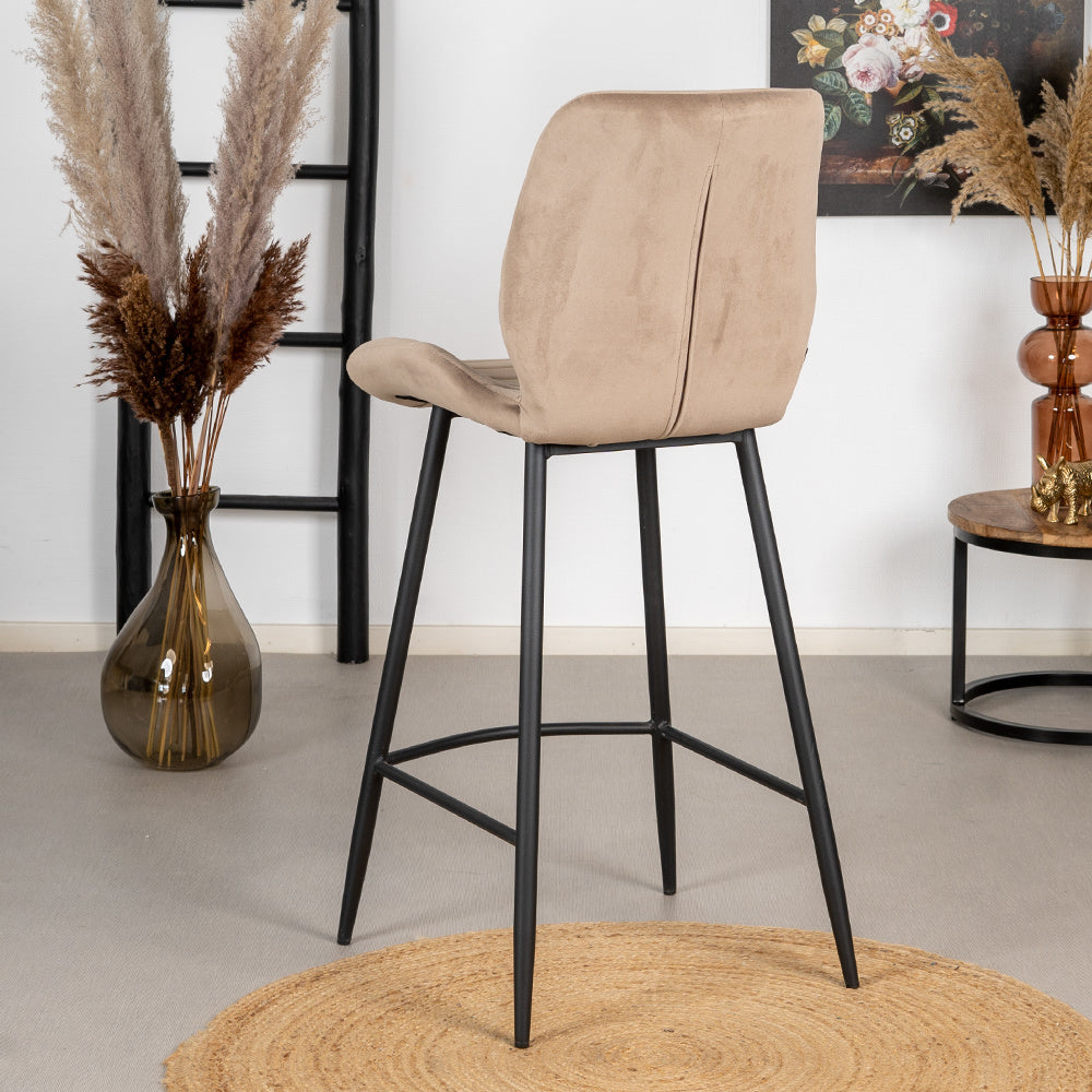 Velvet bar stool Toby taupe 71 cm - image 3