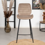 Velvet bar stool Toby taupe 71 cm - image 2