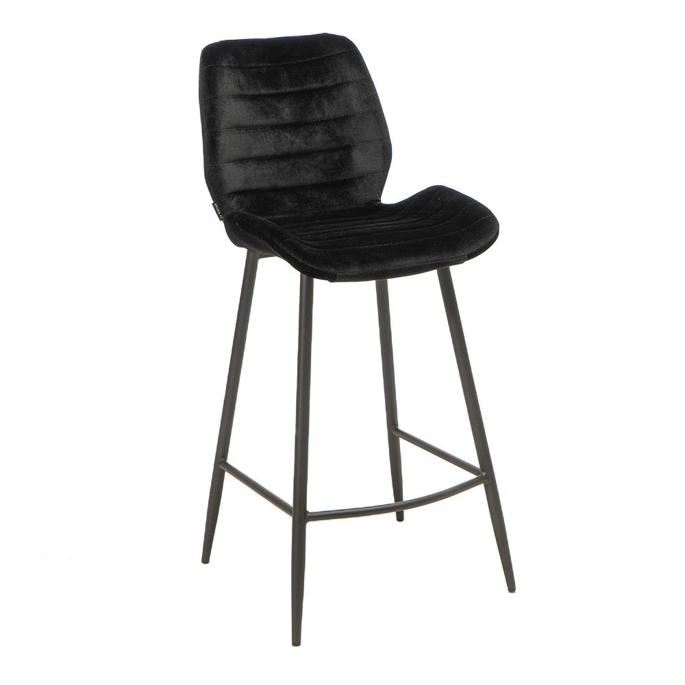 Velvet bar stool Toby black 71 cm