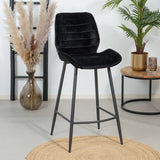 Velvet bar stool Toby black 71 cm - image 1
