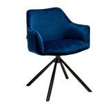 Velvet dining room chair Furtado swiveling blue