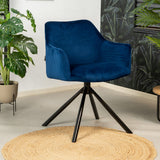 Velvet dining room chair Furtado swivel blue - image 2
