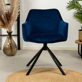 Velvet dining room chair Furtado swivel blue - image 3