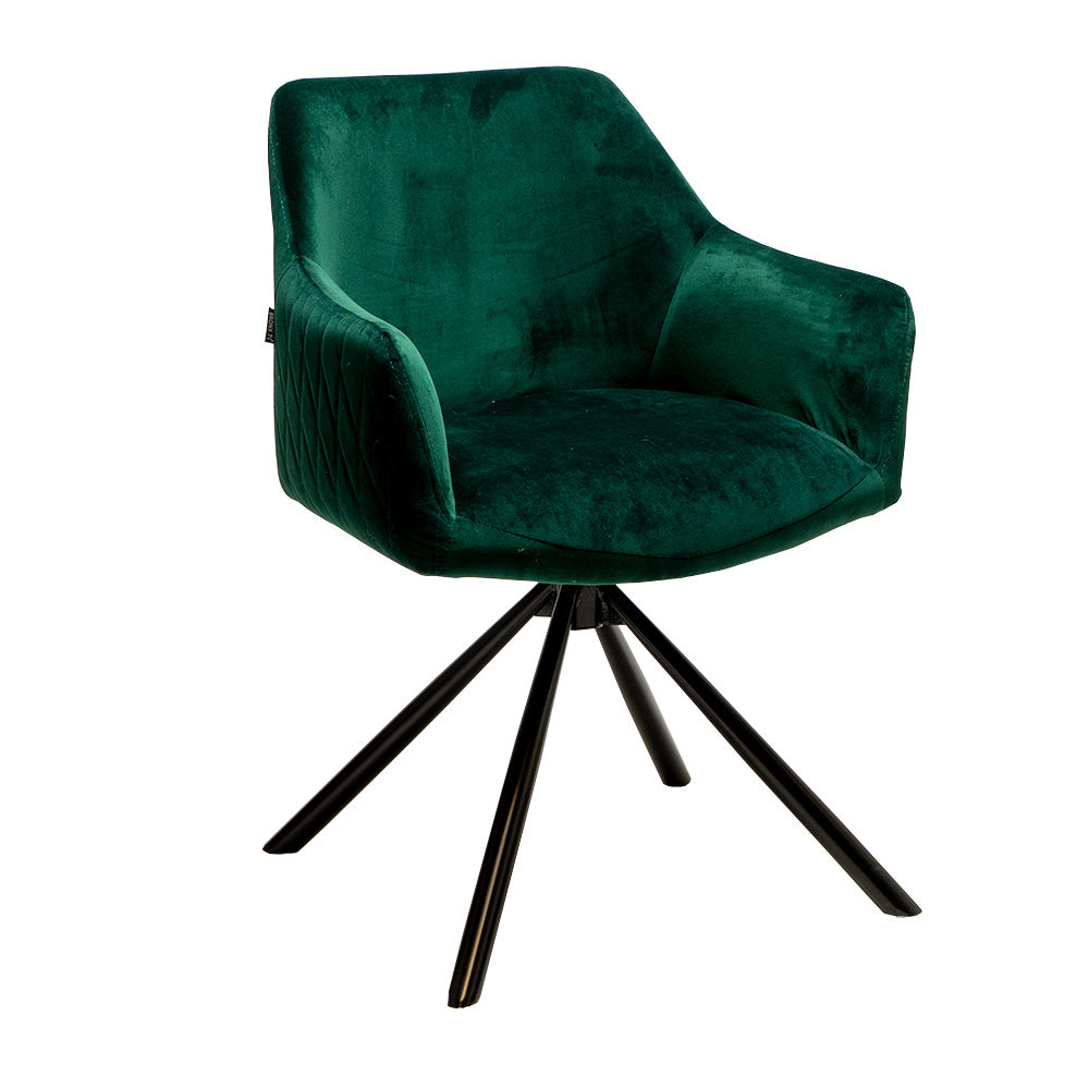 Velvet dining room chair Furtado swivel green Dark green