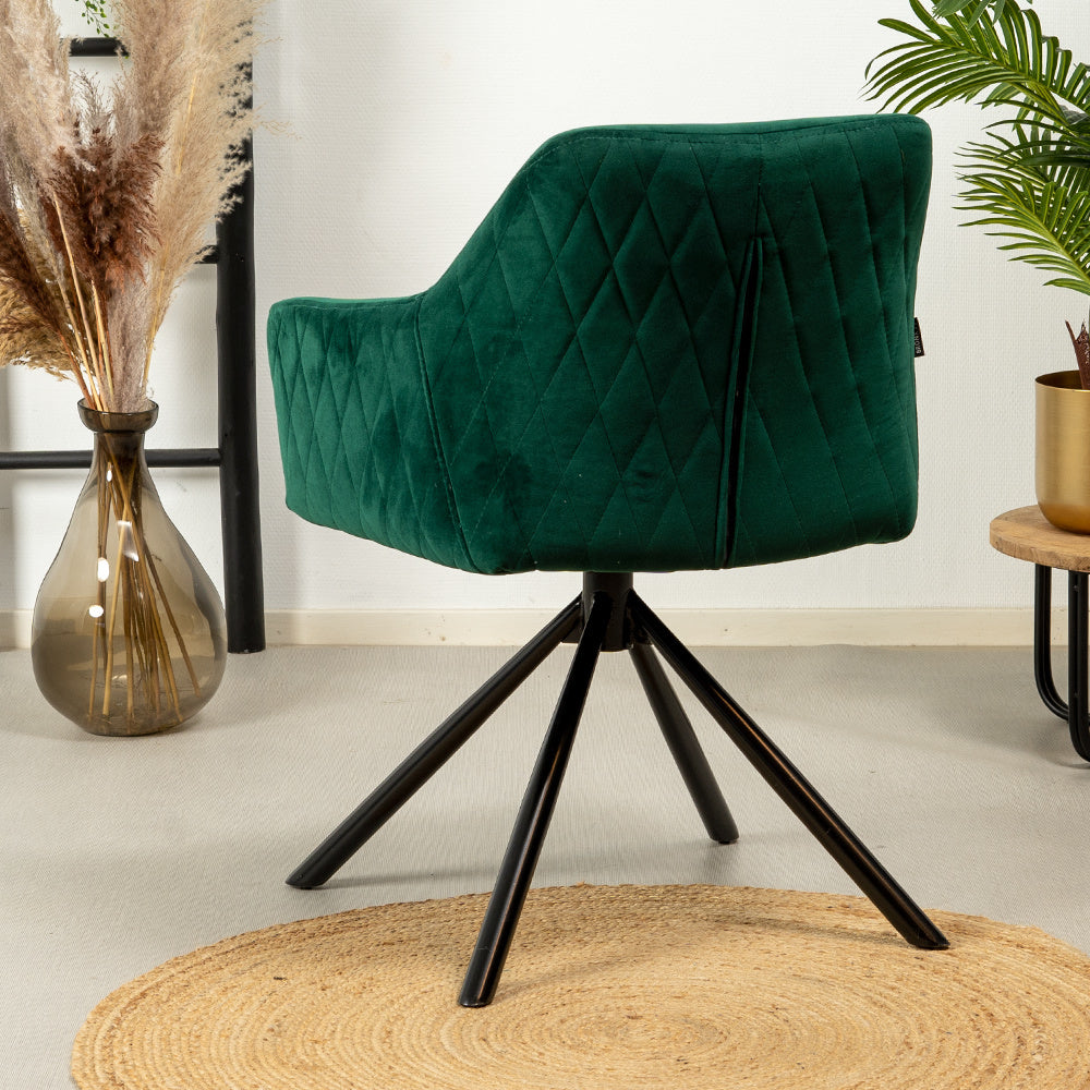 Velvet dining room chair Furtado swivel green - image 3