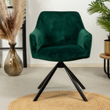 Velvet dining room chair Furtado swivel green - image 2