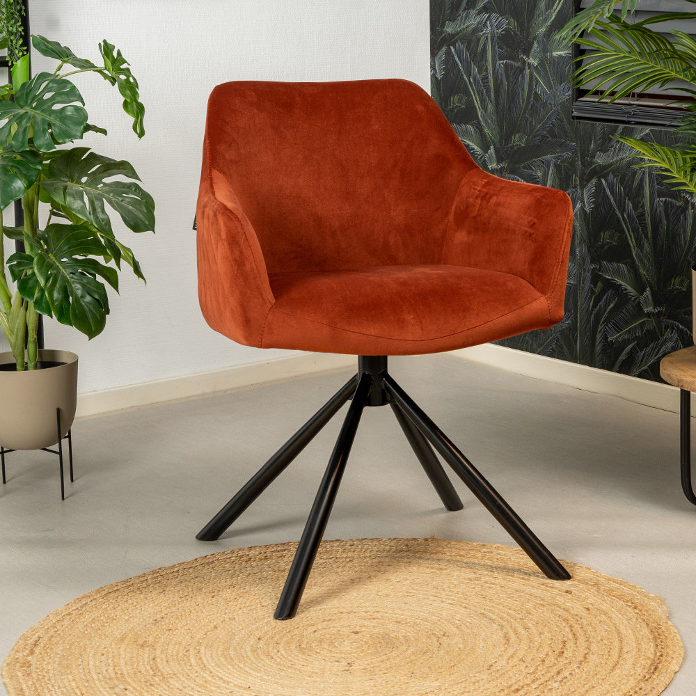 Velvet dining room chair Furtado swivel copper - image 2