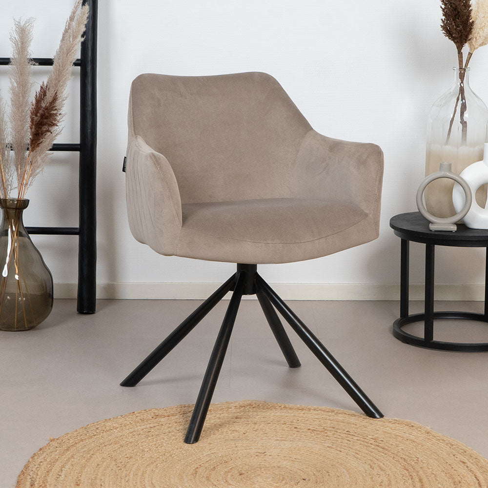 Velvet dining room chair Furtado swivel taupe - image 1
