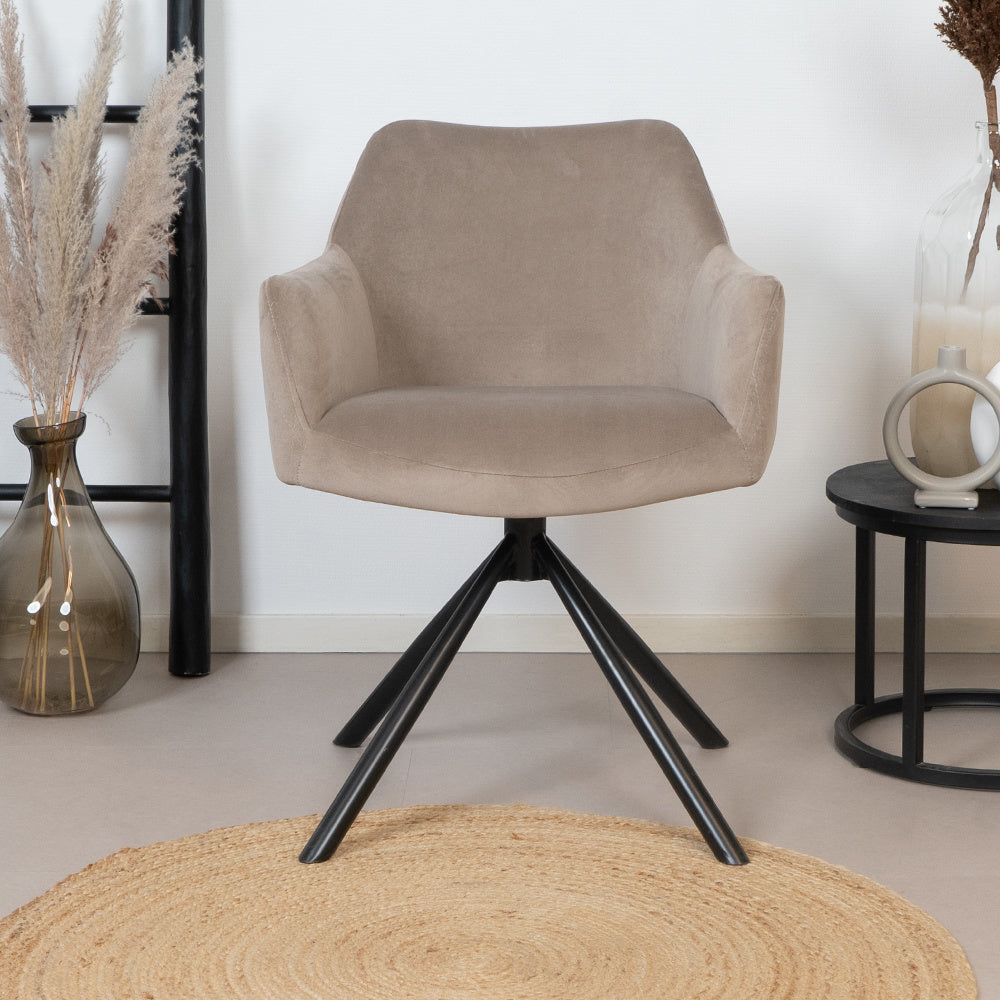 Velvet dining room chair Furtado swivel taupe - image 2