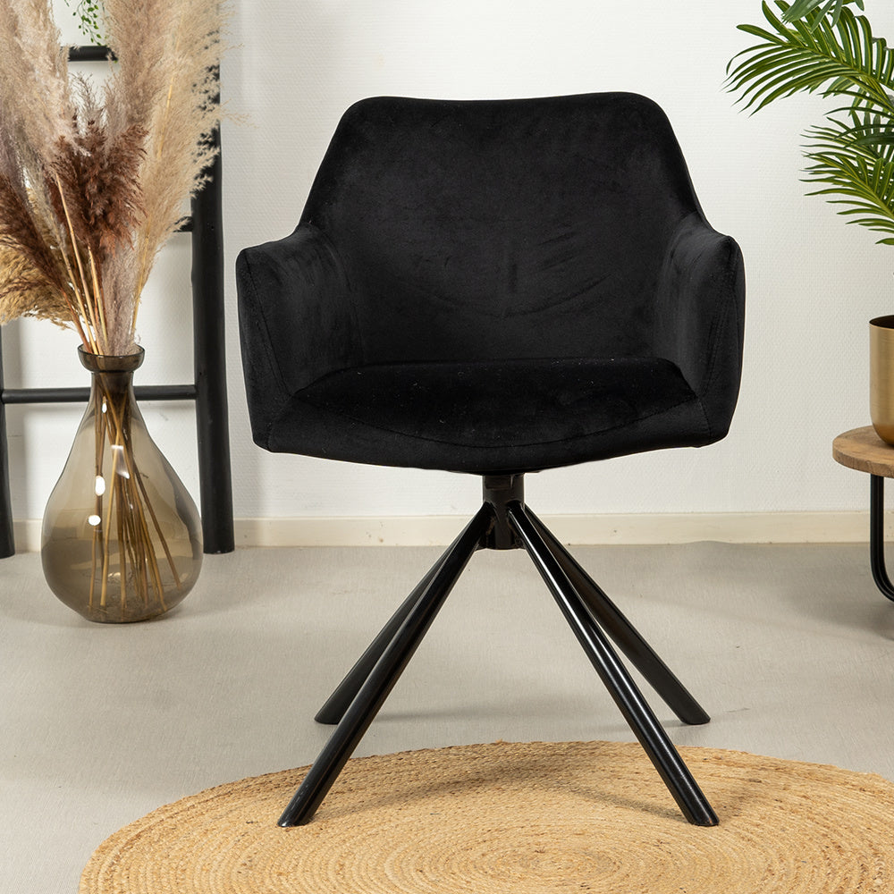 Velvet dining room chair Furtado swivel black - image 2