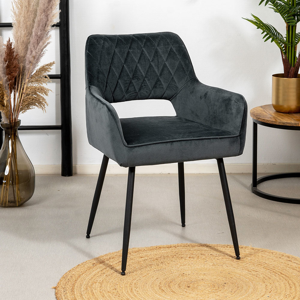 Velvet dining room chair Mika anthracite - image 2