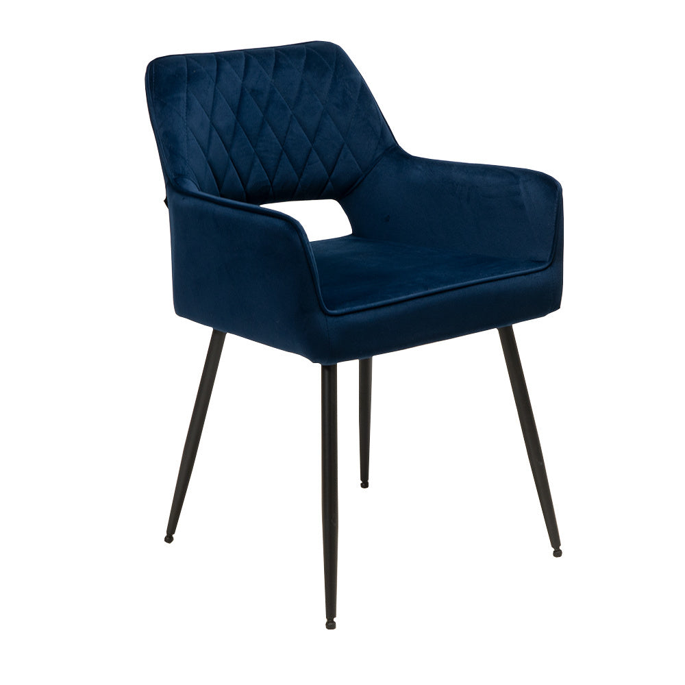 Velvet dining room chair Mika dark blue