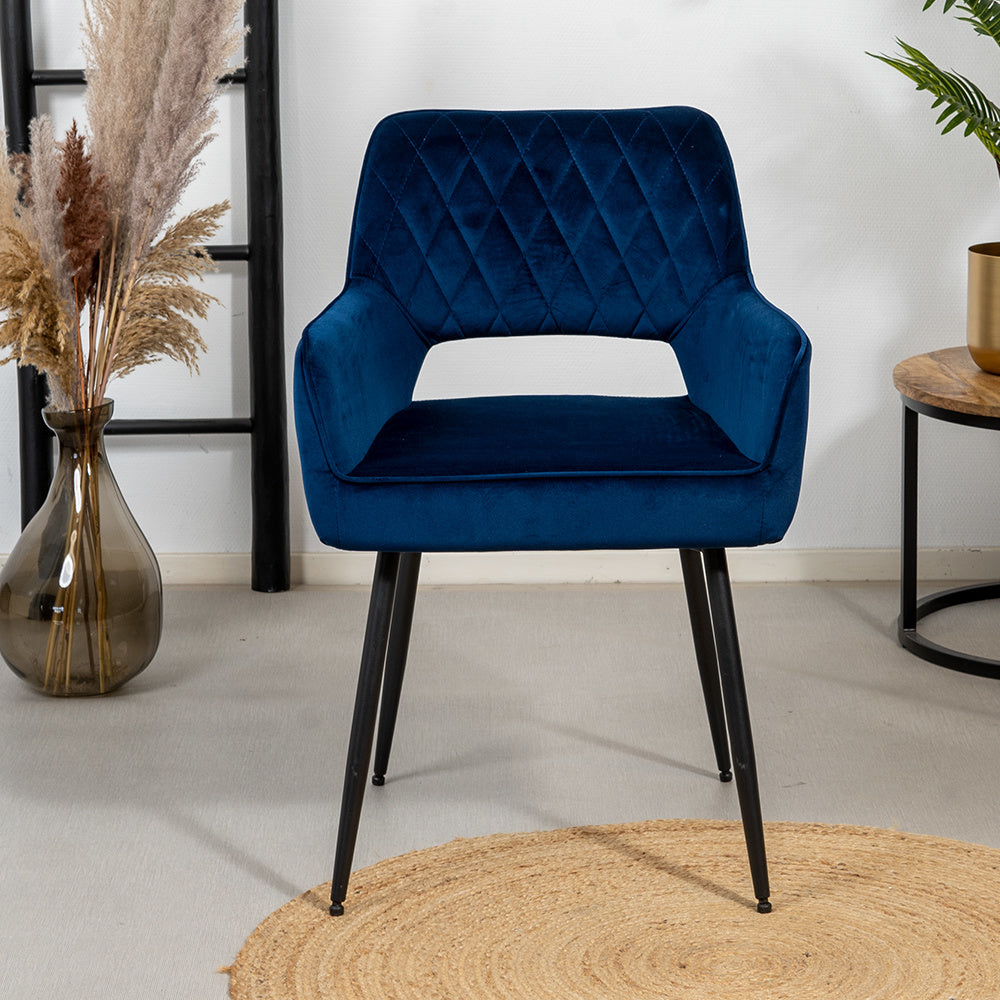 Velvet dining room chair Mika dark blue - image 2