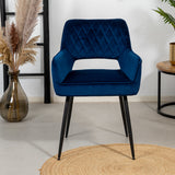 Velvet dining room chair Mika dark blue - image 2