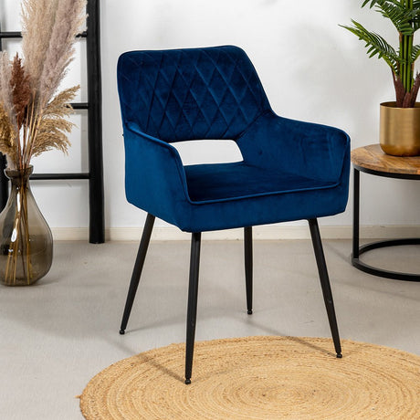 Velvet dining room chair Mika dark blue - image 1