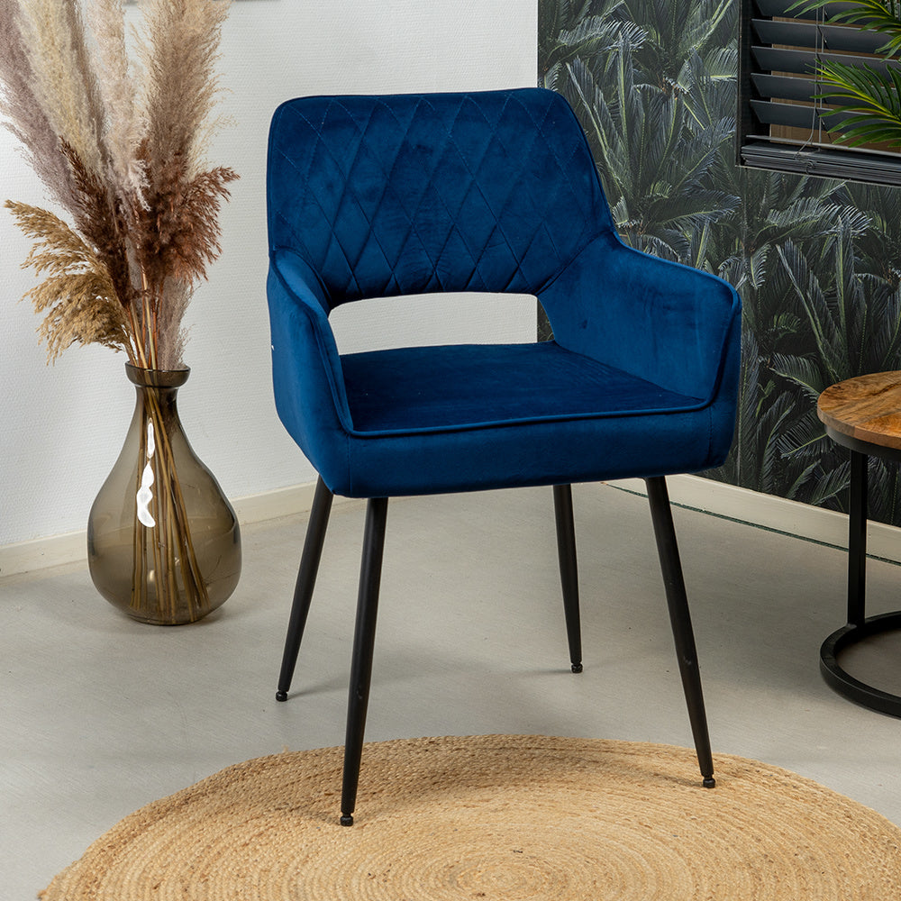 Velvet dining room chair Mika dark blue - image 4