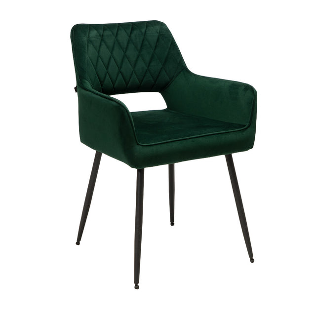 Velvet dining room chair Mika dark green