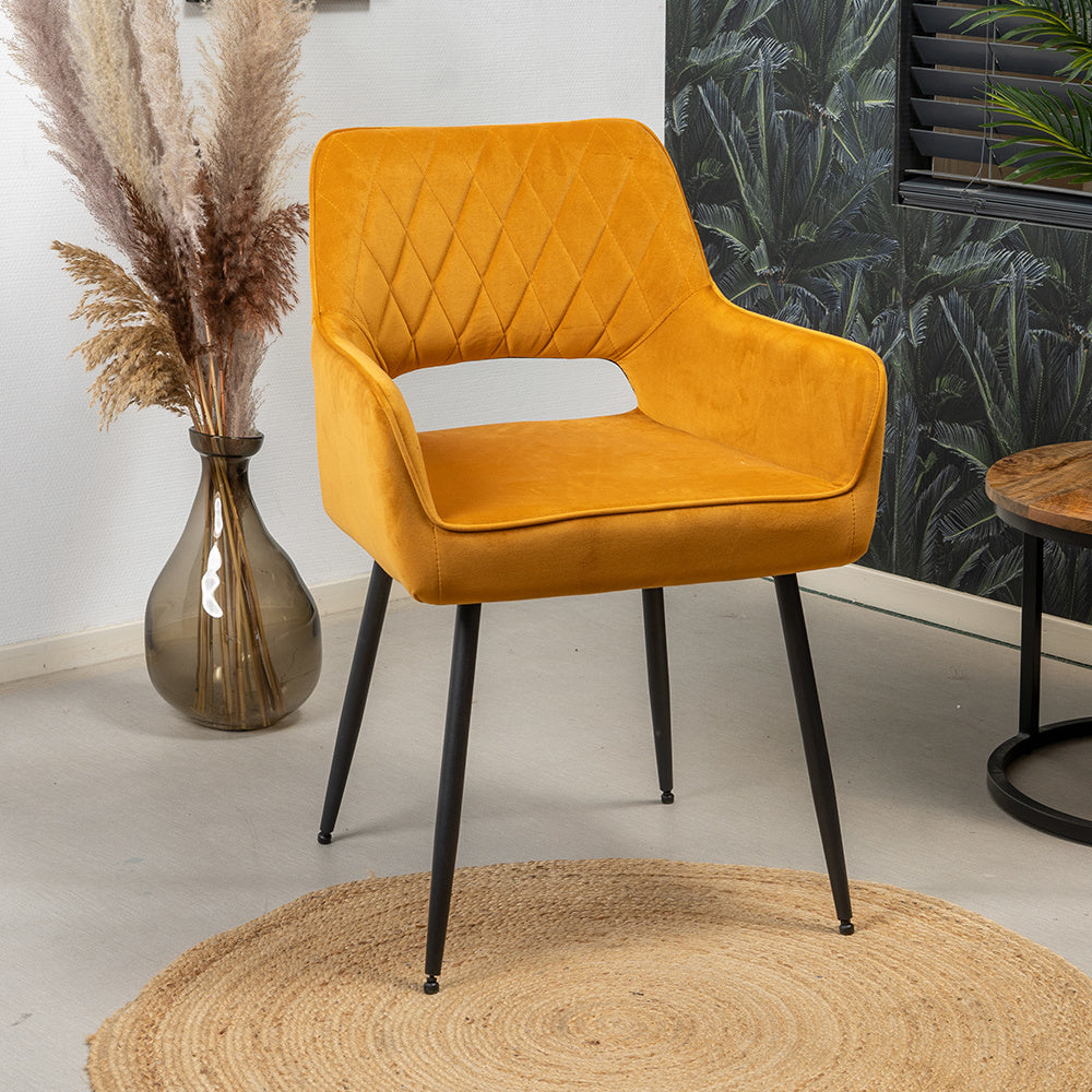 Velvet dining room chair Mika ocher yellow - image 2
