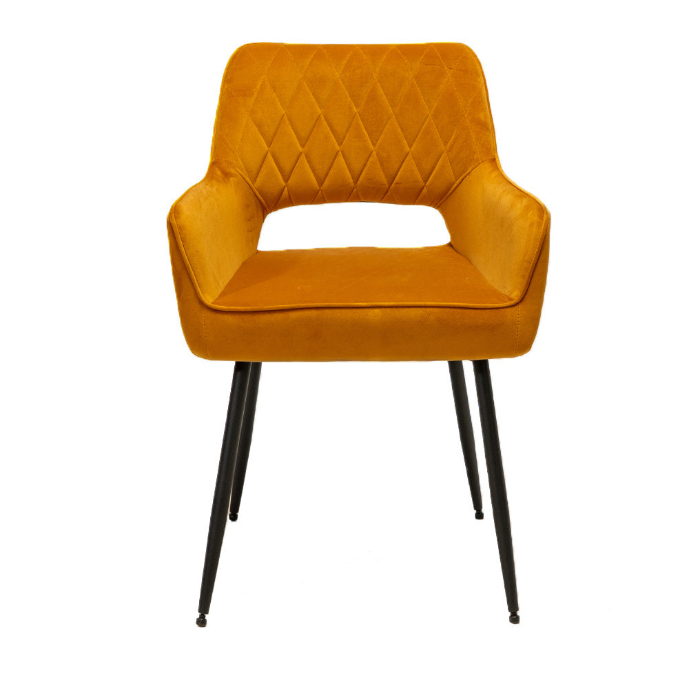 Velvet dining room chair Mika ocher yellow - image 6
