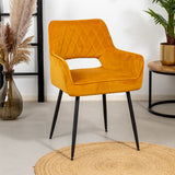 Velvet dining room chair Mika ocher yellow - image 1