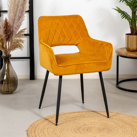 Velvet dining room chair Mika ocher yellow - image 1
