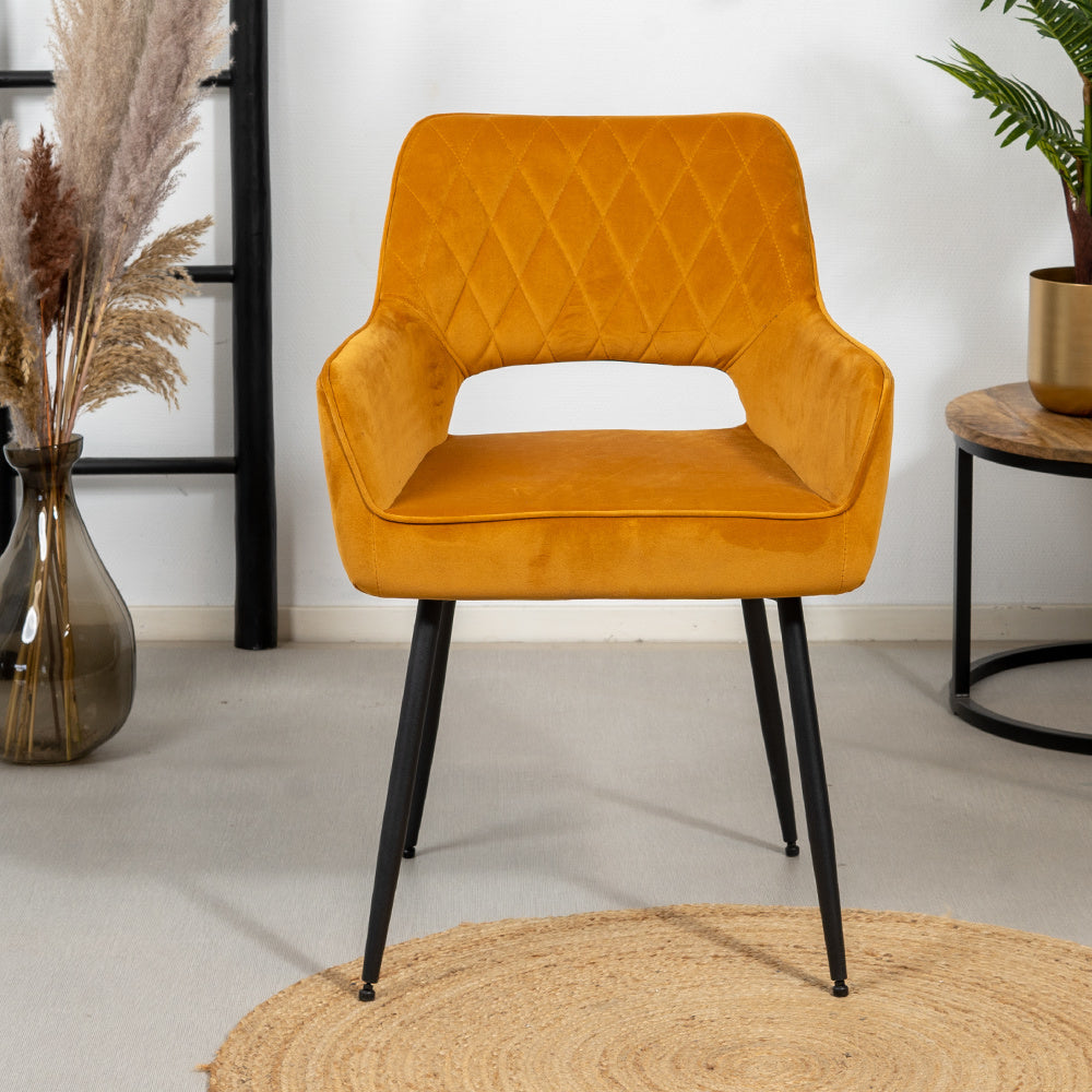 Velvet dining room chair Mika ocher yellow - image 3