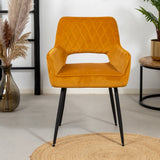 Velvet dining room chair Mika ocher yellow - image 3