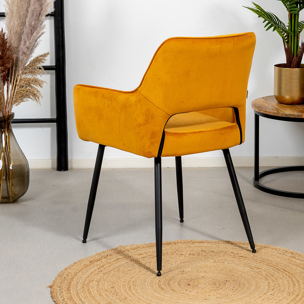 Velvet dining room chair Mika ocher yellow - image 4