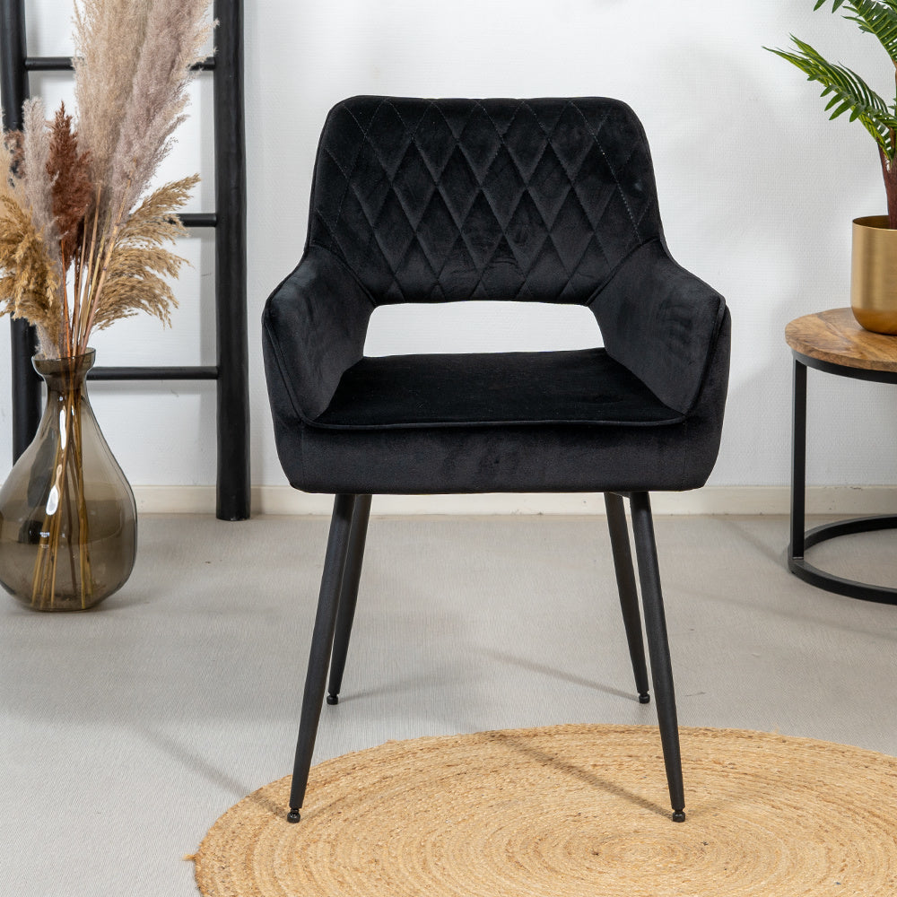 Velvet dining room chair Mika black - image 2