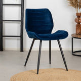 Velvet dining room chair Toby dark blue Blue