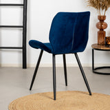 Velvet dining room chair Toby dark blue Blue