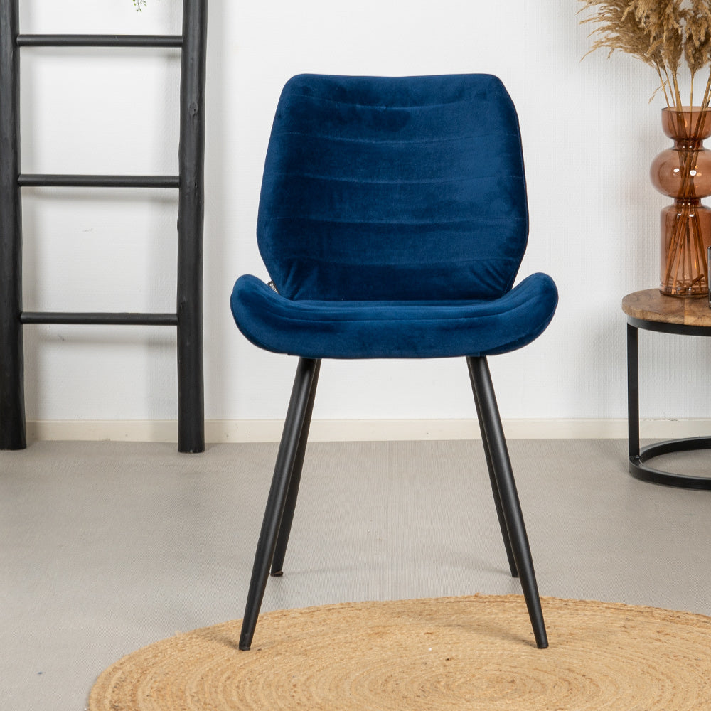 Velvet dining room chair Toby dark blue Blue