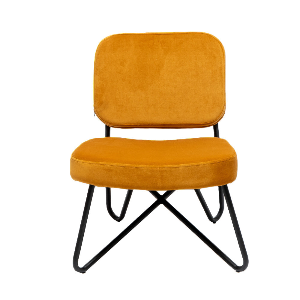Velvet armchair Julia ocher yellow