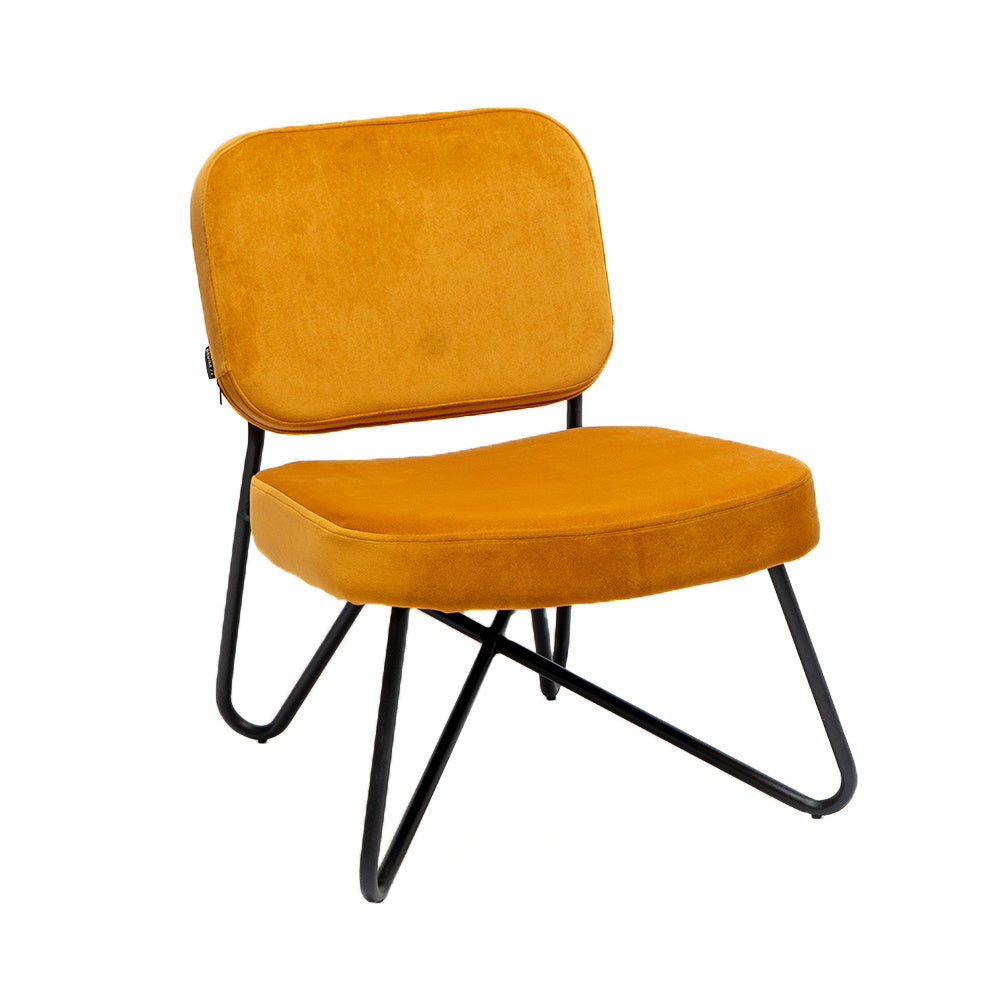 Velvet armchair Julia ocher yellow