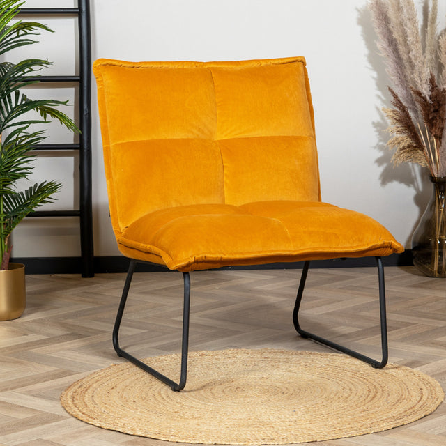 Velvet armchair Malaga ocher yellow