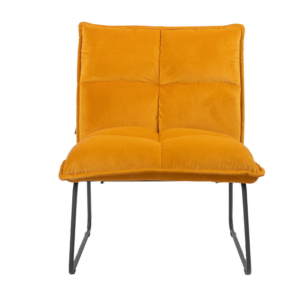 Velvet armchair Malaga ocher yellow