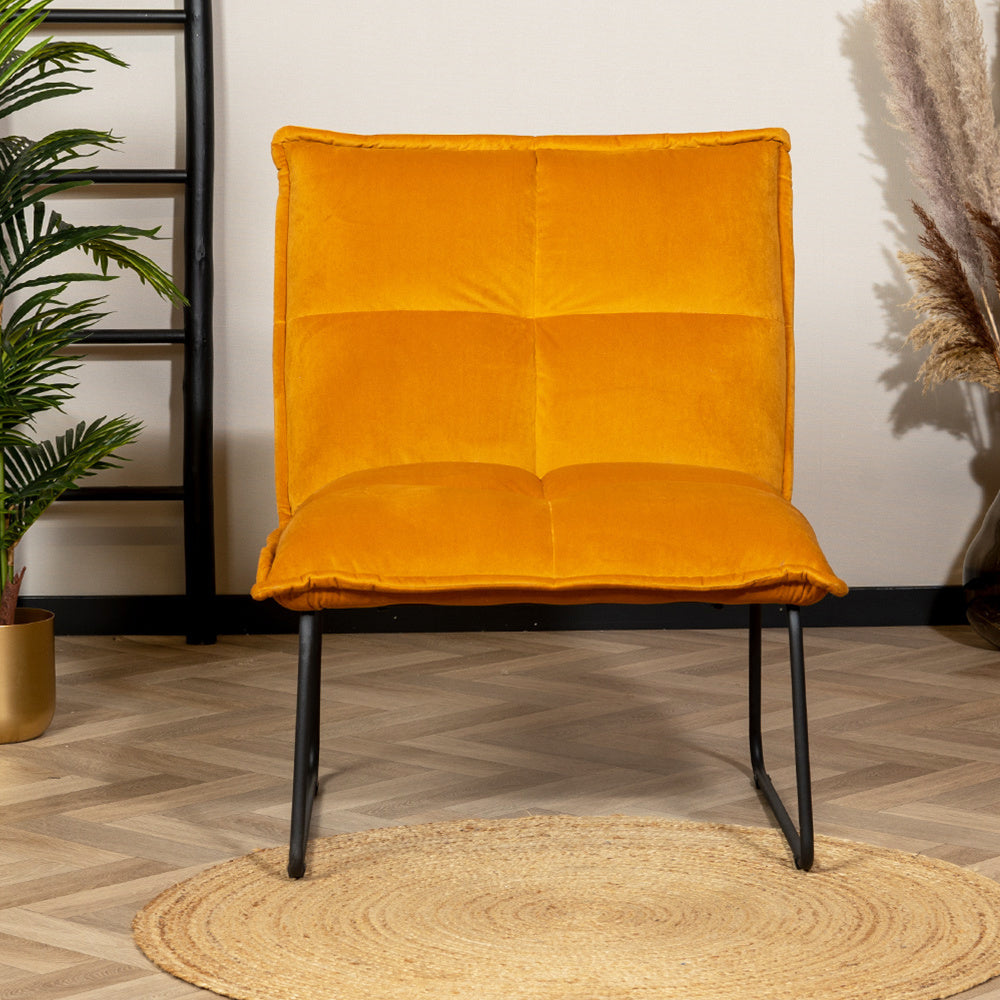 Velvet armchair Malaga ocher yellow