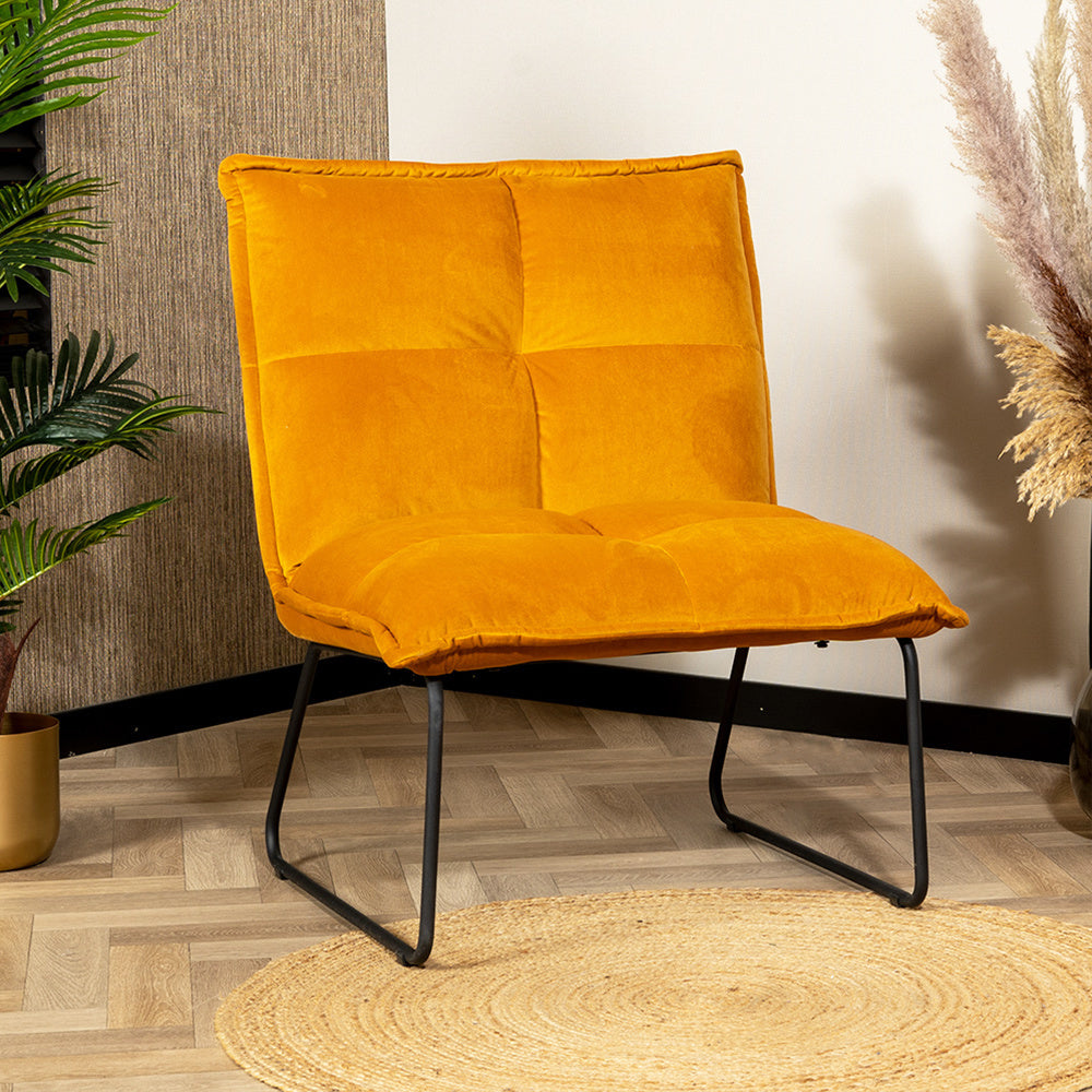 Velvet armchair Malaga ocher yellow