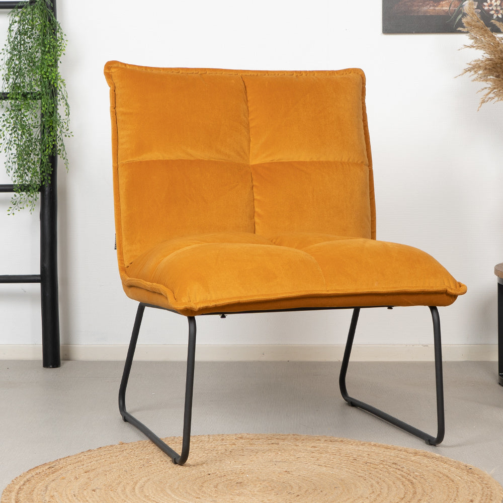 Velvet armchair Malaga ocher yellow