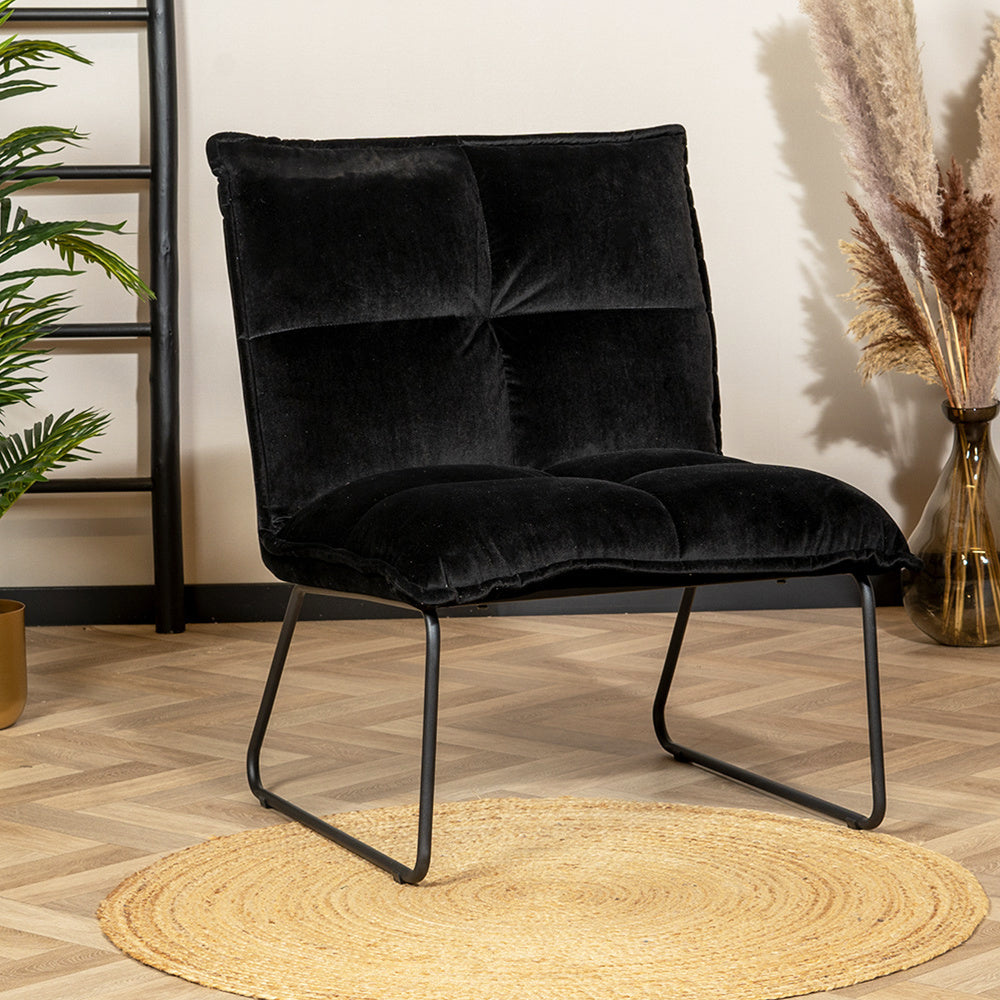Velvet armchair Malaga black