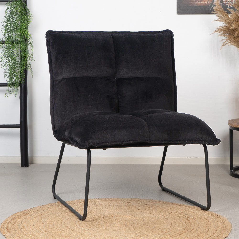 Velvet armchair Malaga black