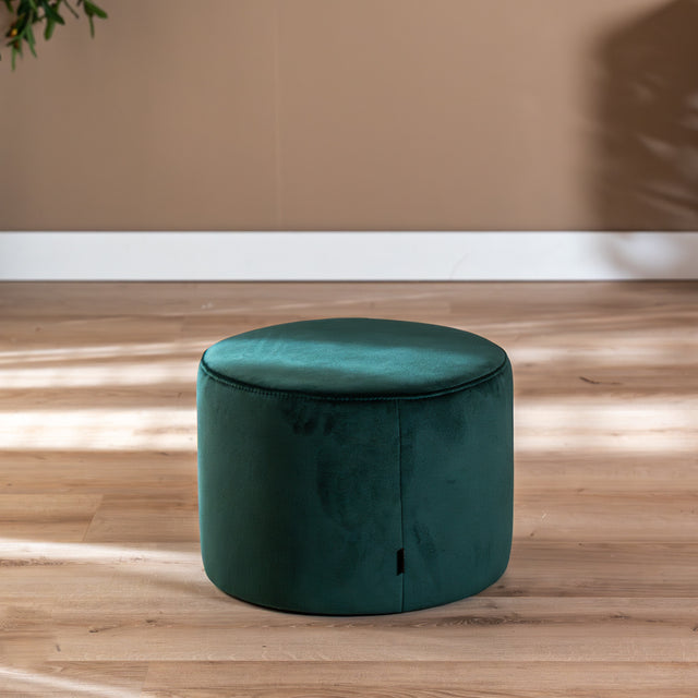 Velvet pouf Anna dark green