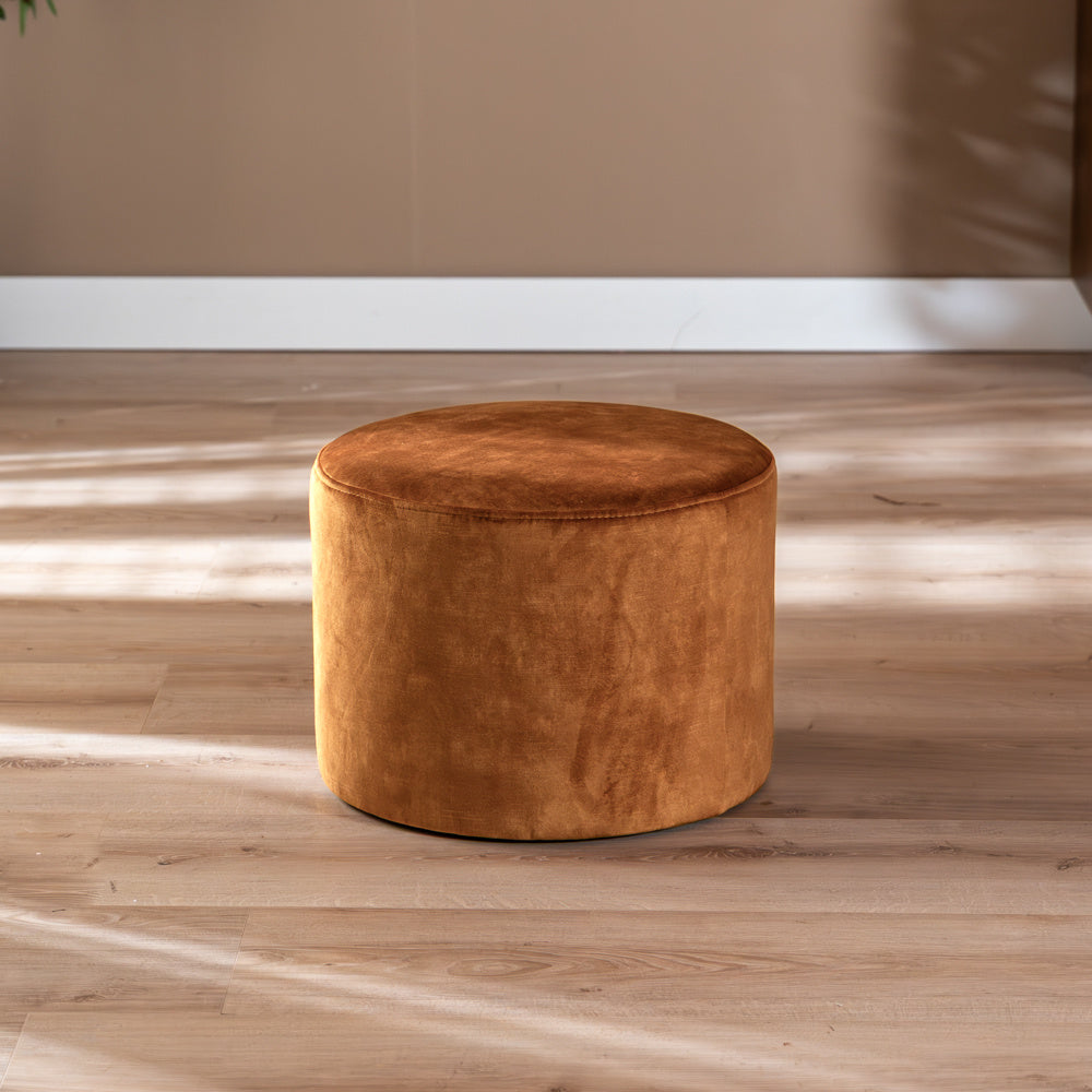 Velvet pouf Beau ocher yellow