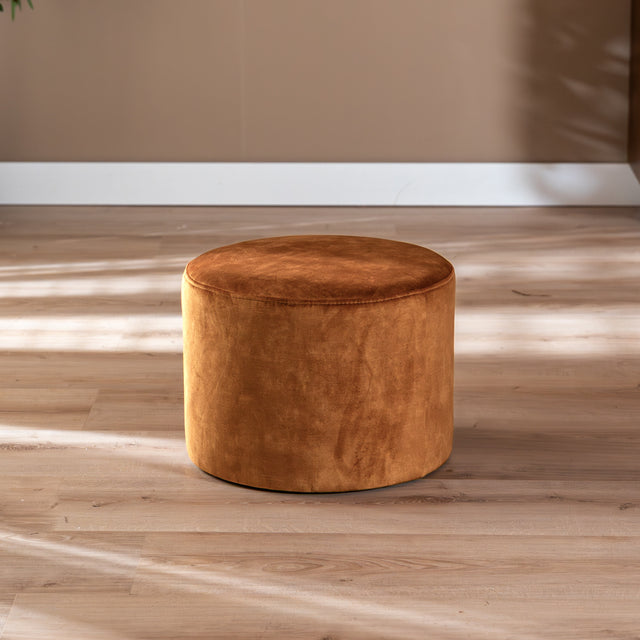 Velvet pouf Beau ocher yellow