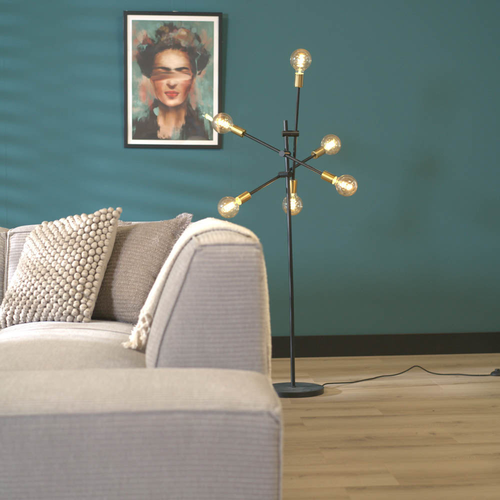 Floor lamp Harvey 6-light gold N.V.A. N/A