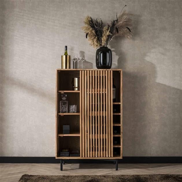 Wine cabinet Monja DH Interior Acacia LxWxH 130x88x52 Acacia wood Atmospheric photo front view